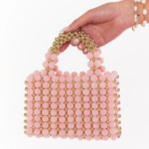Show Me Your MuMu Bethany Beaded Bag Light Pink Gold